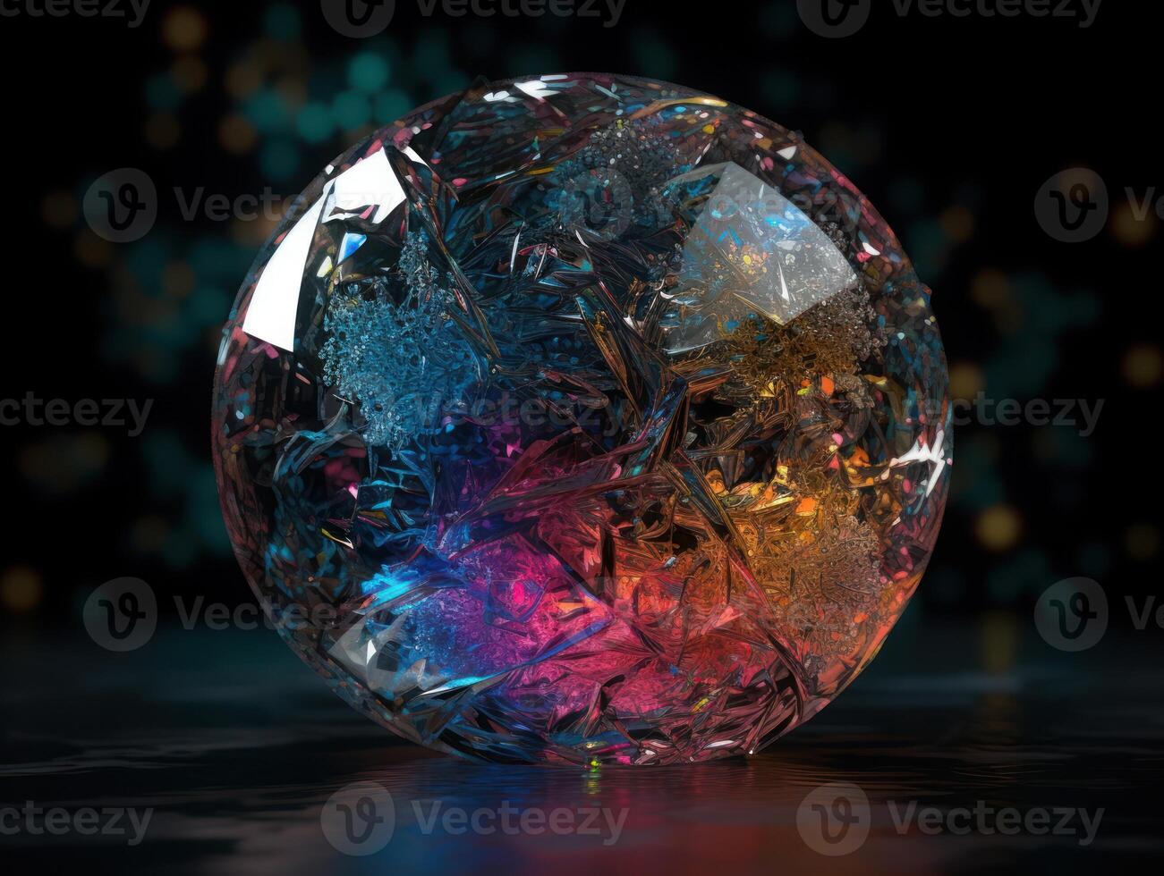 Natural gemstone on black background with reflections. Created with technology photo