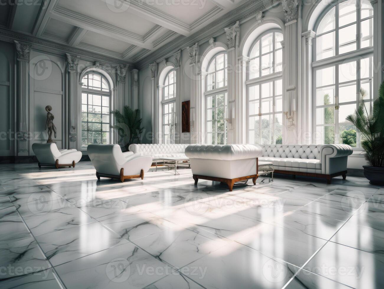 Stylish composition of cozy living room interior Created with technology. photo