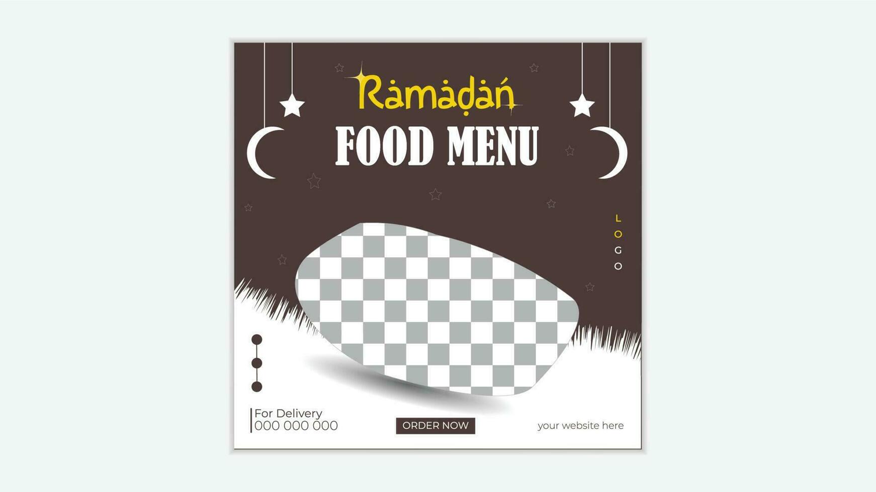 Modern ramadan food menu social media banner vector template.