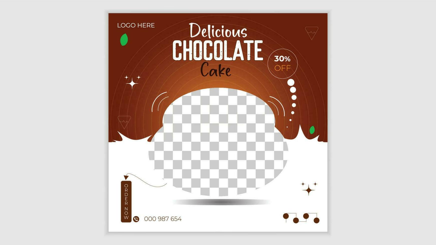 delicioso chocolate social medios de comunicación bandera modelo. vector