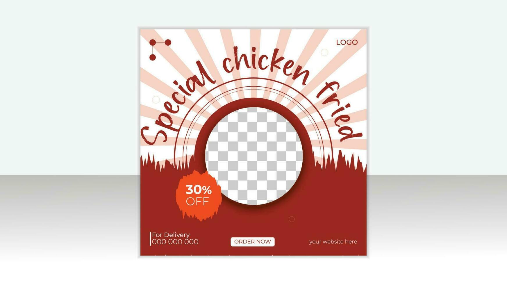 Special chicken fried social media post design vector template, Suitable for social media post restaurant.