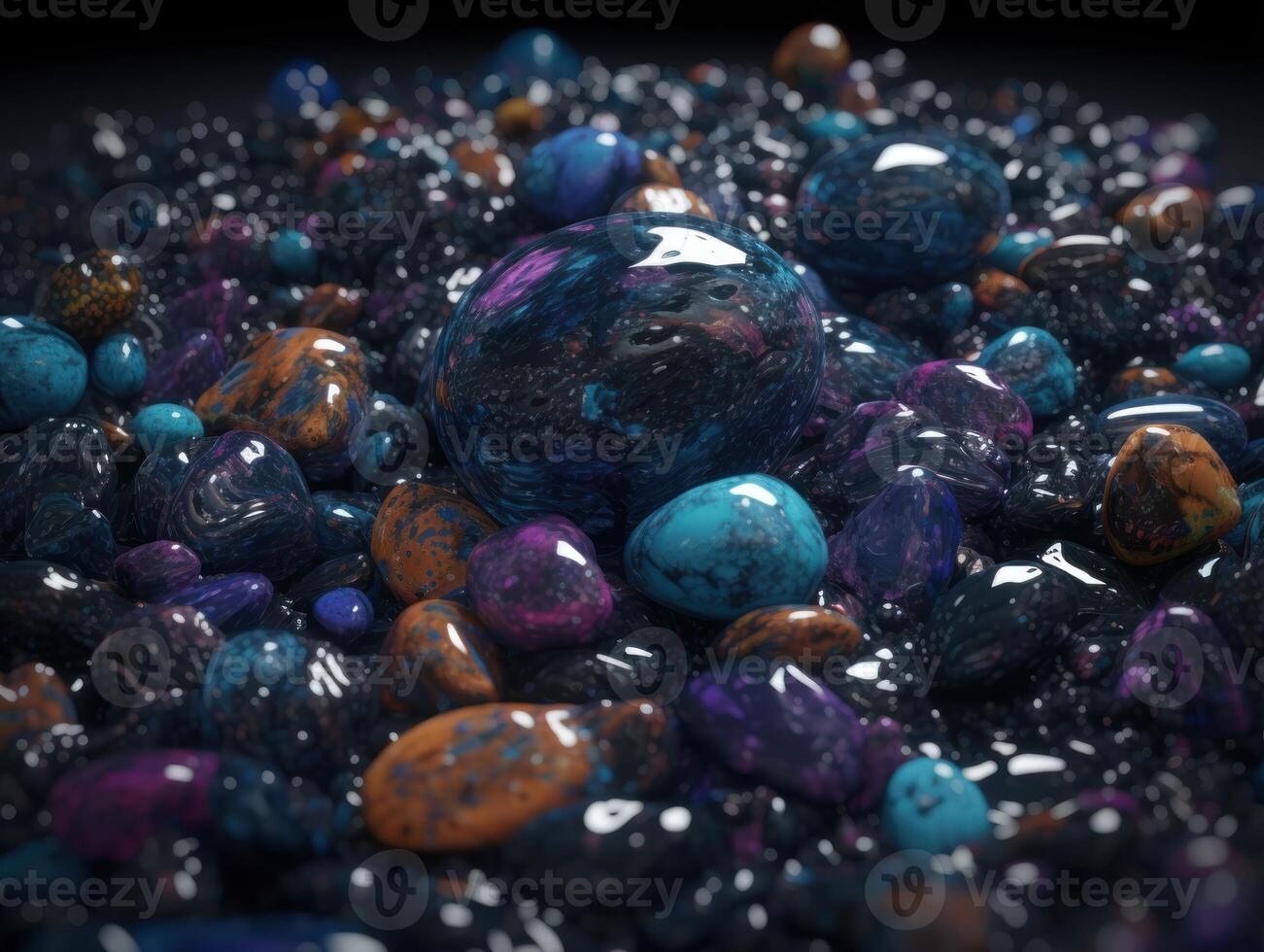 Translucent glass Stones and pebbles Abstract background with geometric shapes created with technology. photo