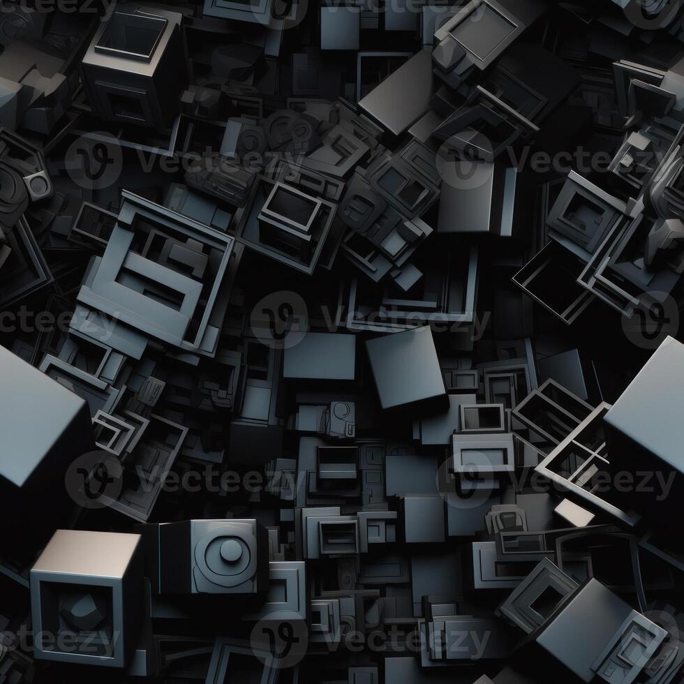 Dark black Geometric grid background created with technology photo