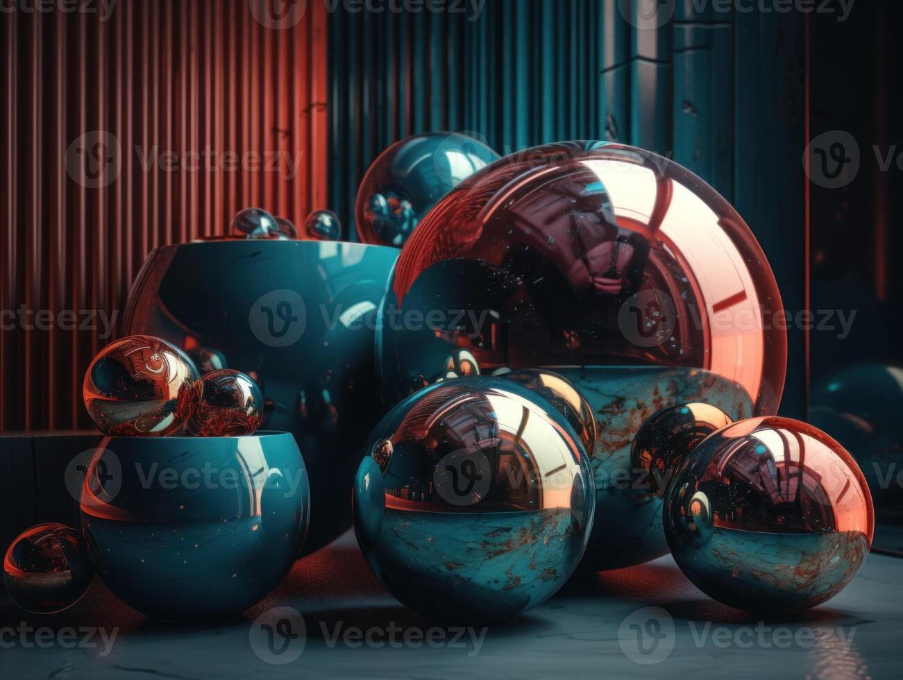 Composition with abstract geometric shapes and primitives Modern background created with technology photo