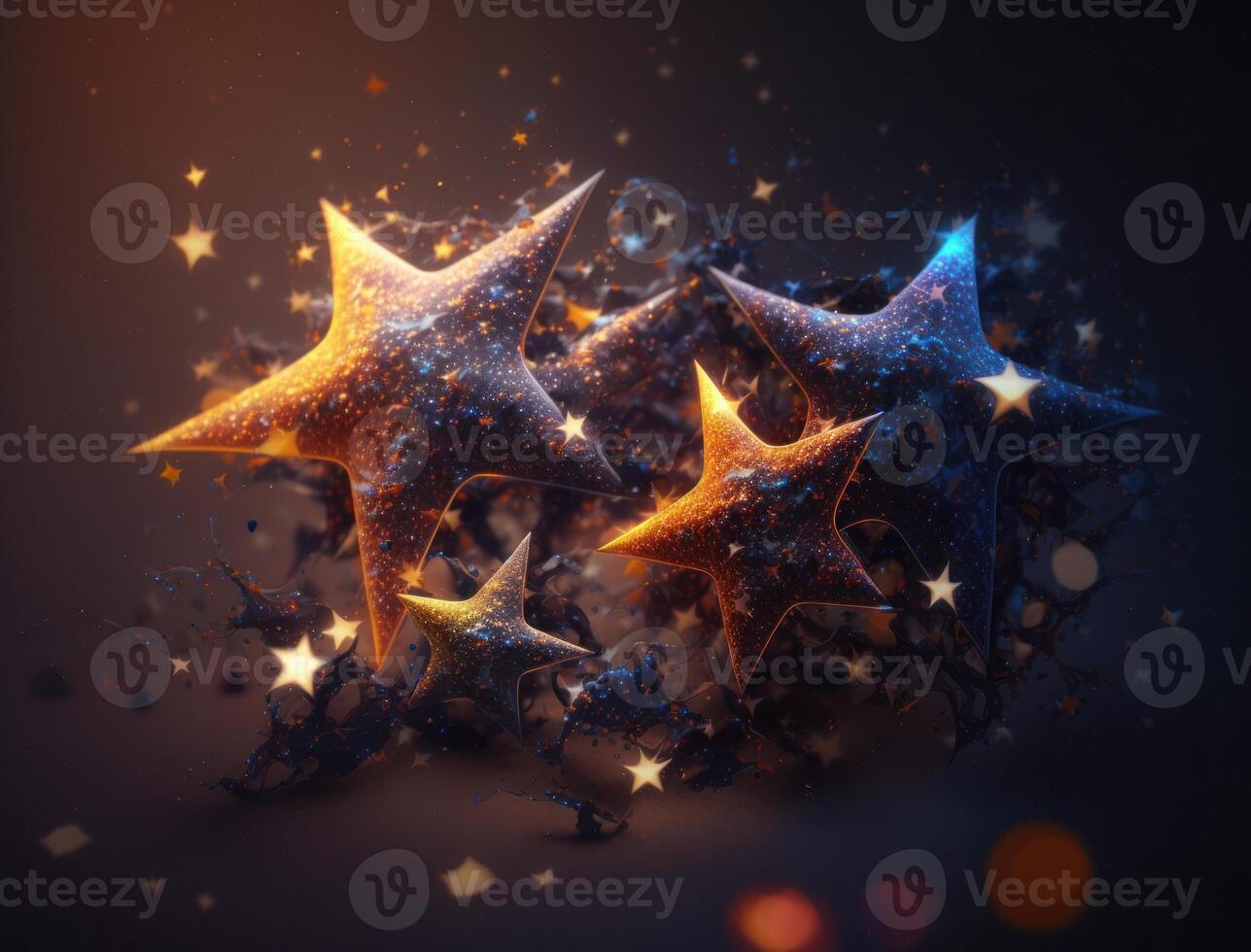 Stars on a dark background created with technology. photo