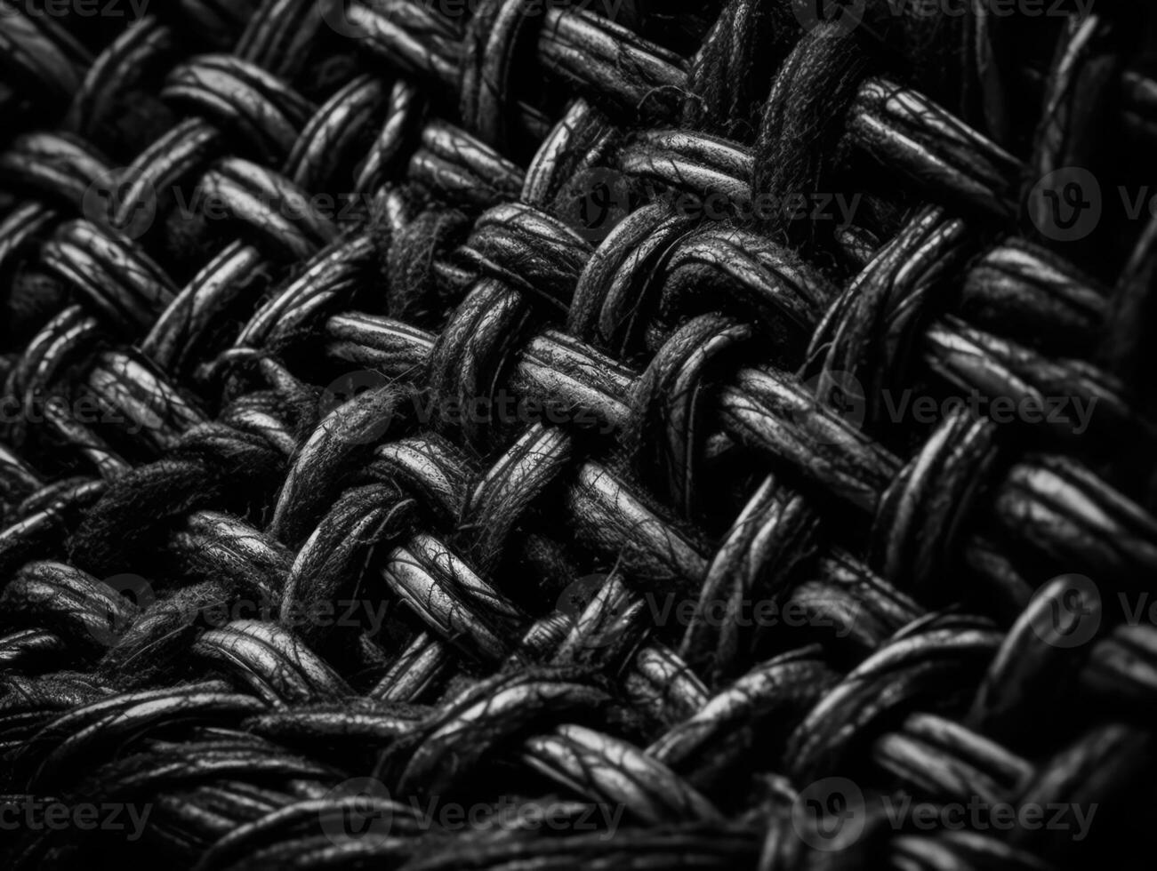 Dark black Abstract woven mat texture. Wickerwork background created with technology photo