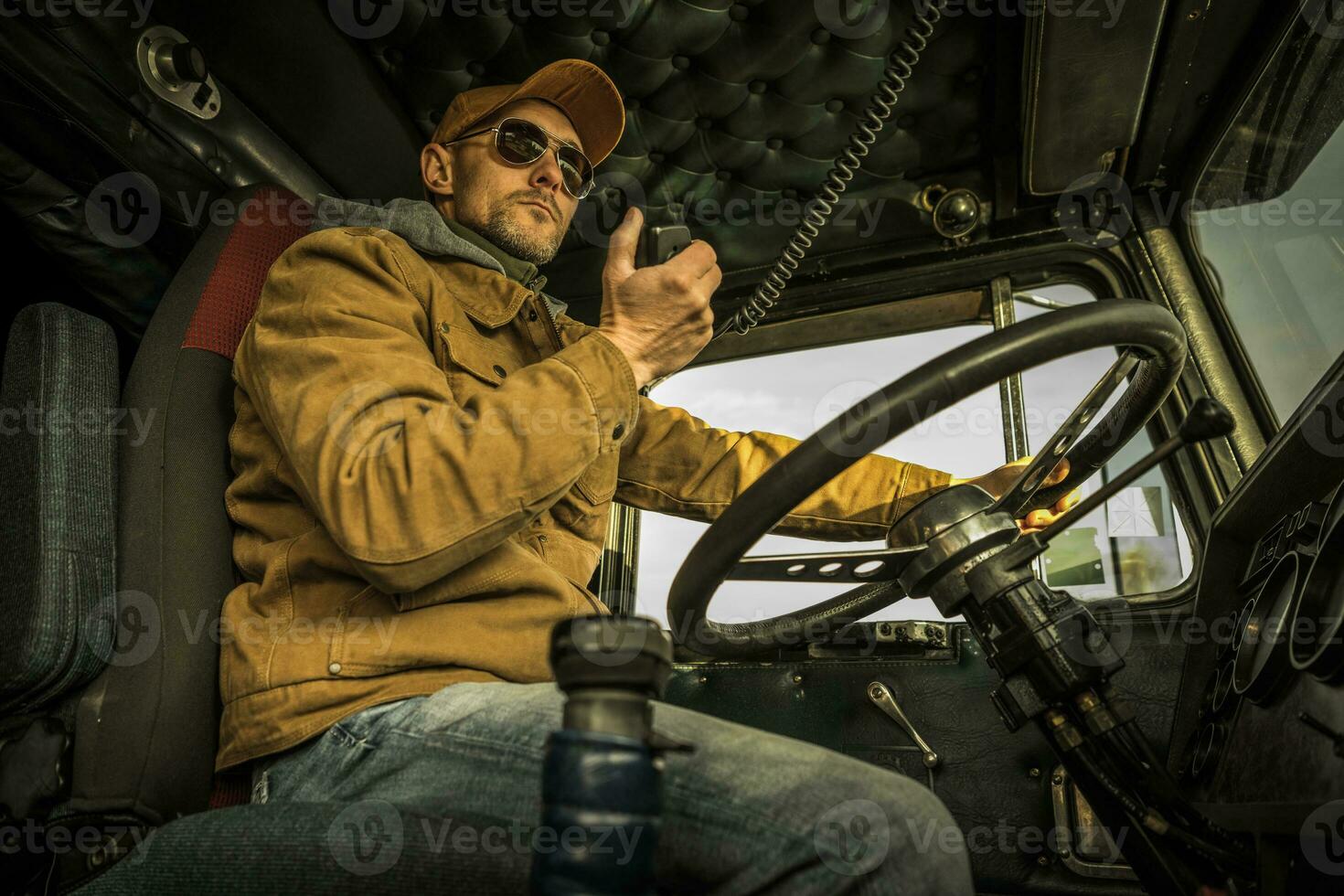 Trucker Driver CB Radio Talk Inside a Truck photo