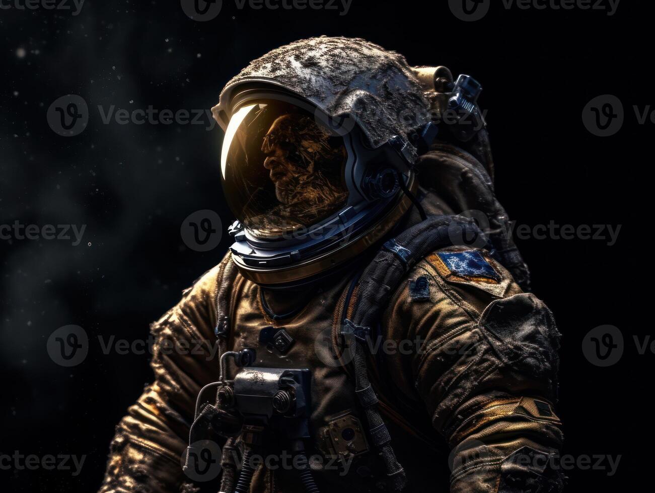 Astronaut in spacesuit against the background of the night sky Created with technology photo