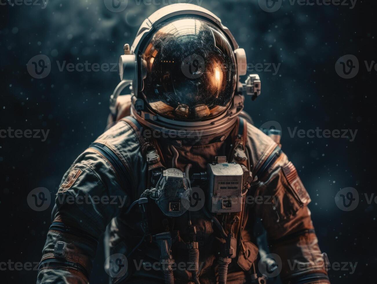 Astronaut in spacesuit against the background of the night sky Created with technology photo