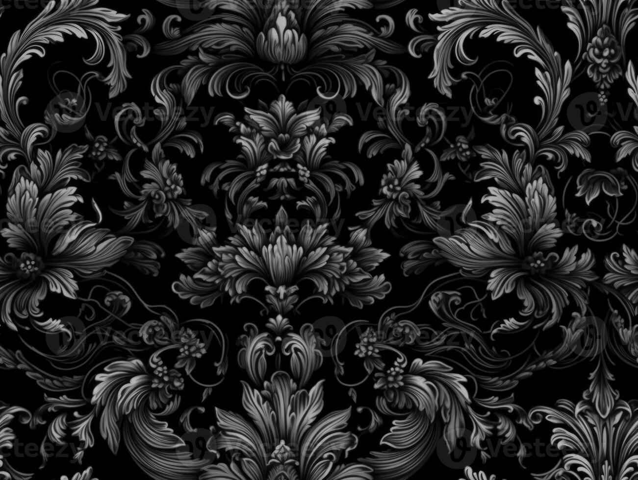 Seamless pattern Royal vintage Victorian Gothic background Rococo venzel and whorl created with technology. photo