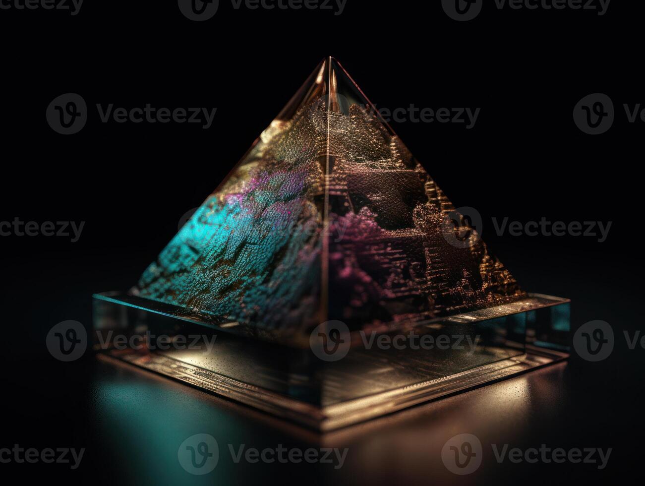 Futuristic abstract pyramid geometric background created with technology photo