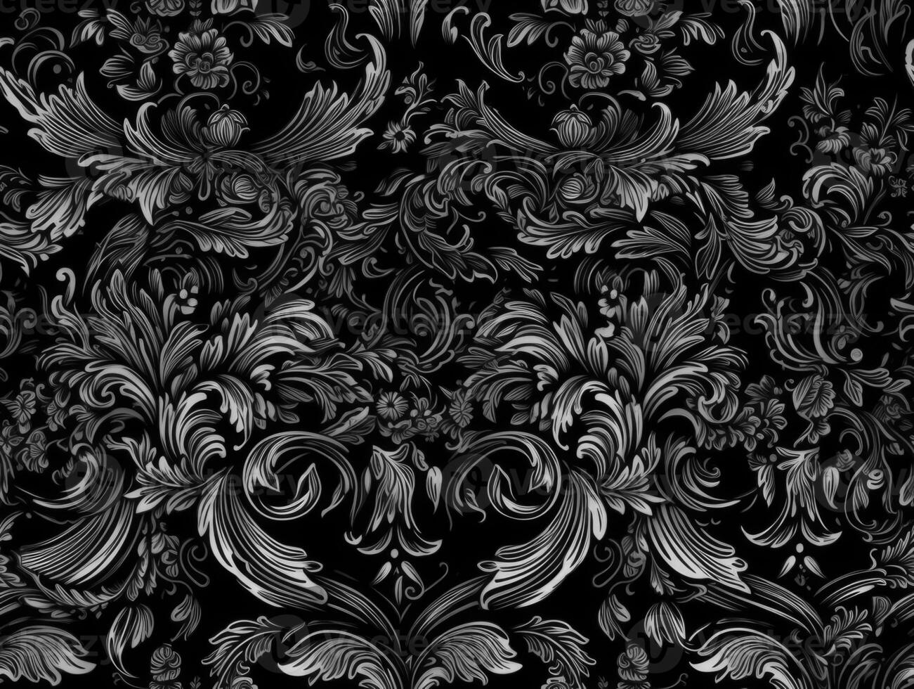 Seamless pattern Royal vintage Victorian Gothic background Rococo venzel and whorl created with technology. photo