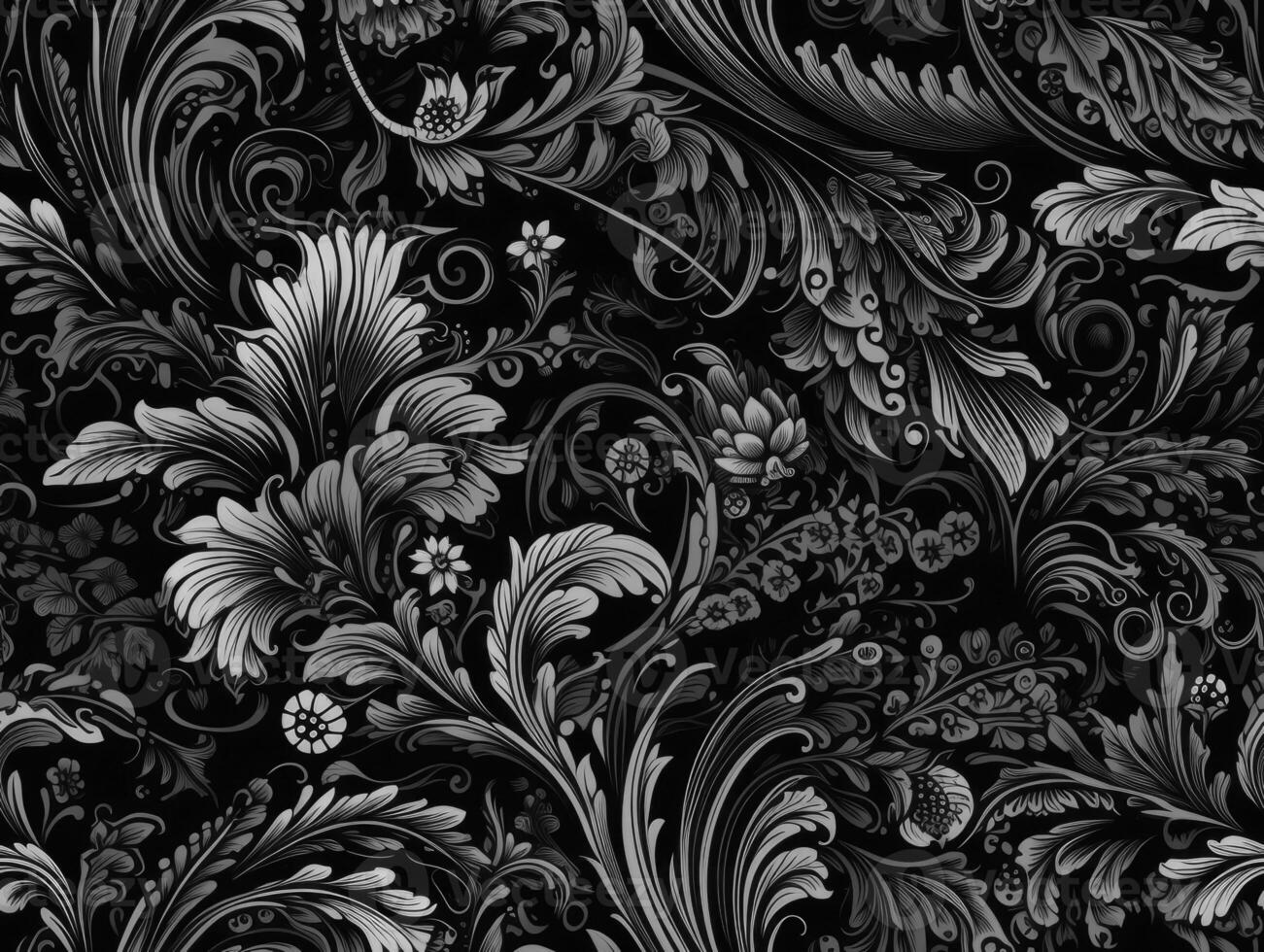 Seamless pattern Royal vintage Victorian Gothic background Rococo venzel and whorl created with technology. photo