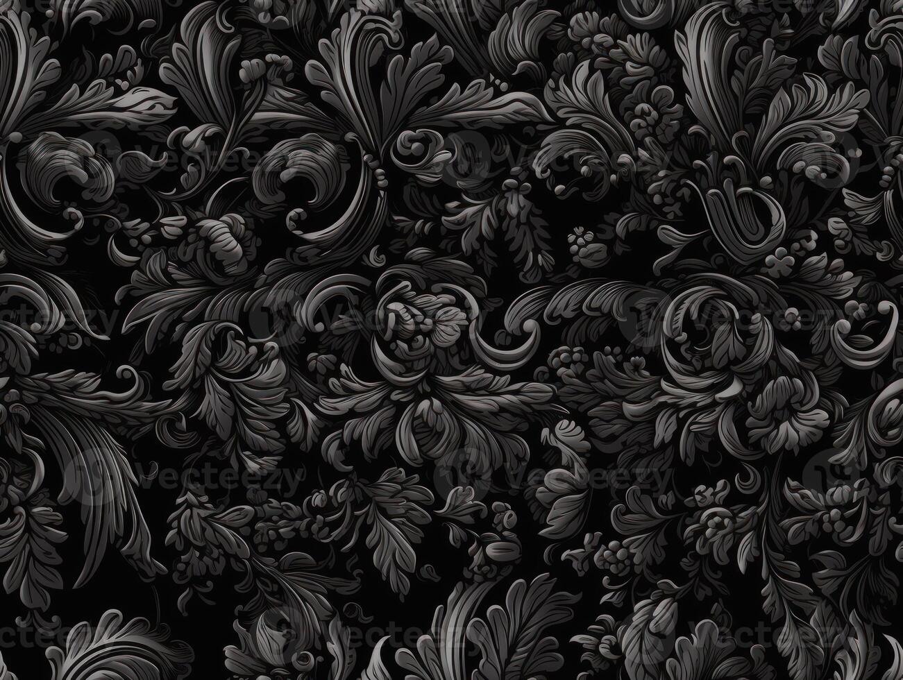 Seamless pattern Royal vintage Victorian Gothic background Rococo venzel and whorl created with technology. photo