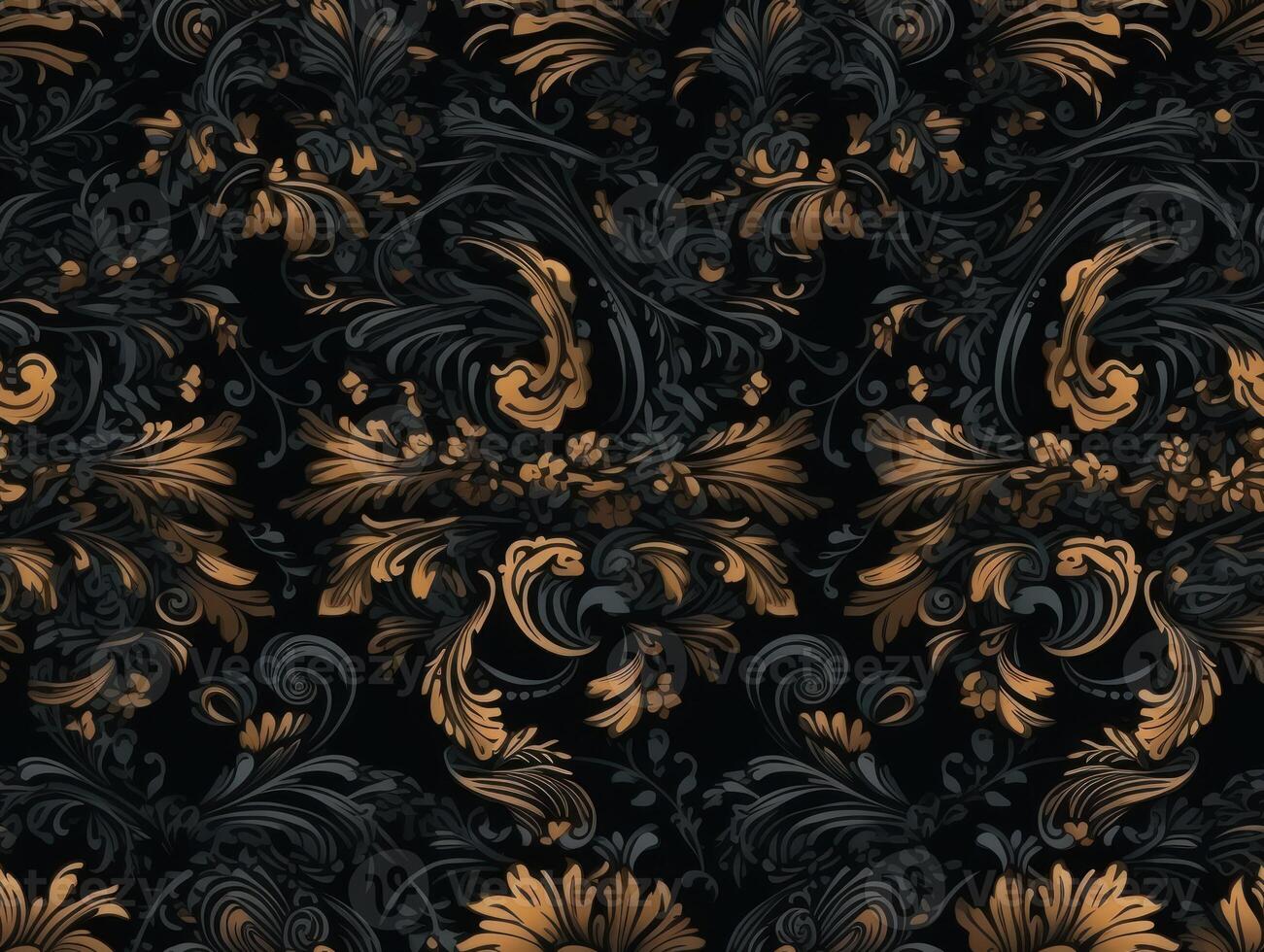 Seamless pattern Royal vintage Victorian Gothic background Rococo venzel and whorl created with technology. photo