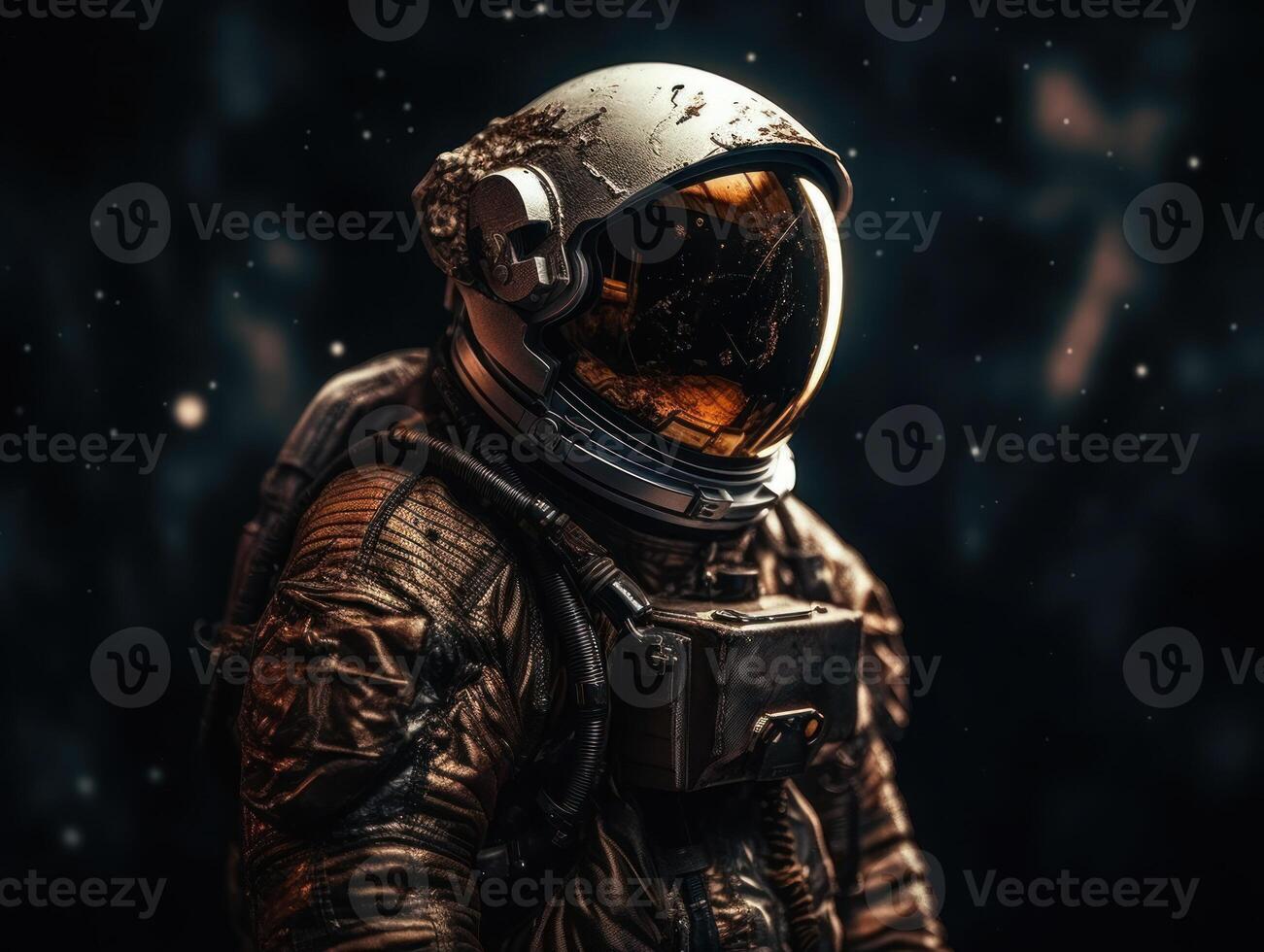 Astronaut in spacesuit against the background of the night sky Created with technology photo