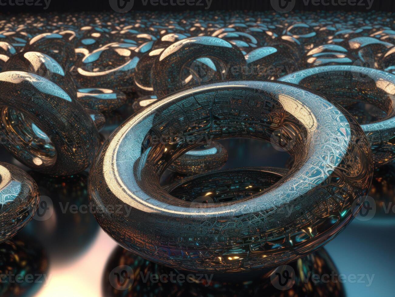 Futuristic abstract torus geometric background created with technology. photo