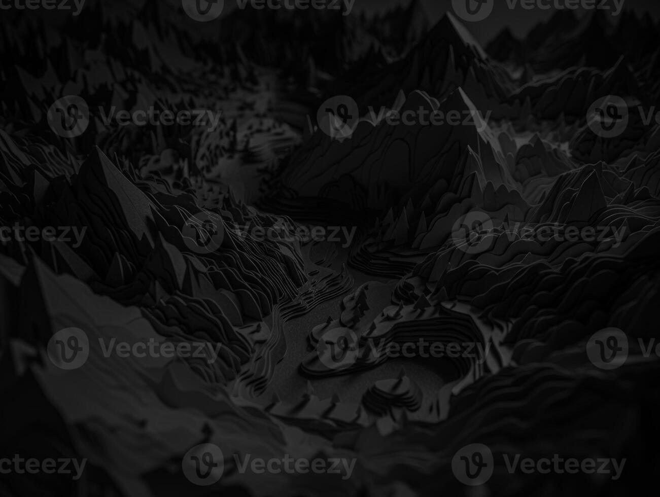 Black and white paper cut terrain background created with technology. photo