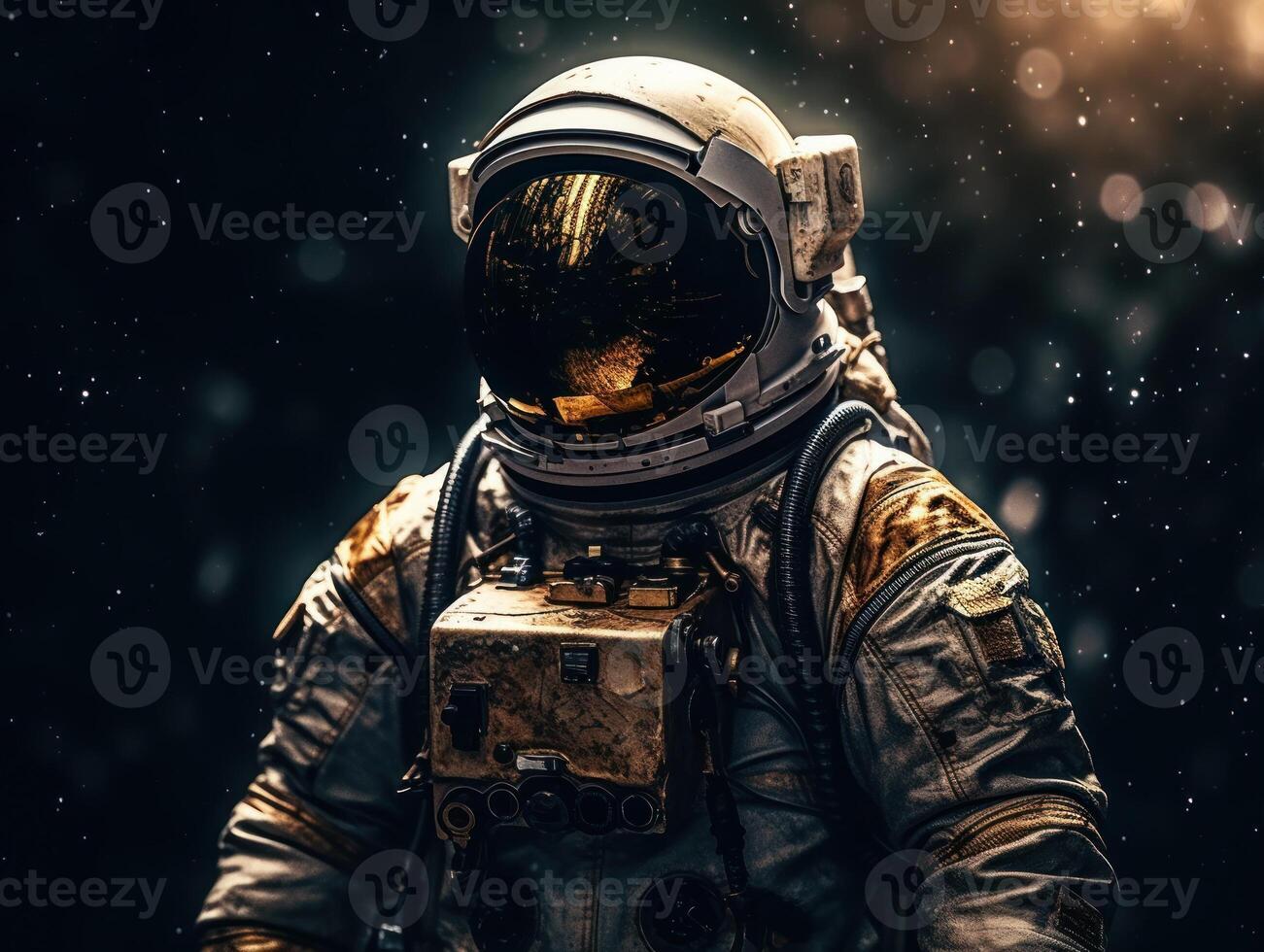 Astronaut in spacesuit against the background of the night sky Created with technology photo