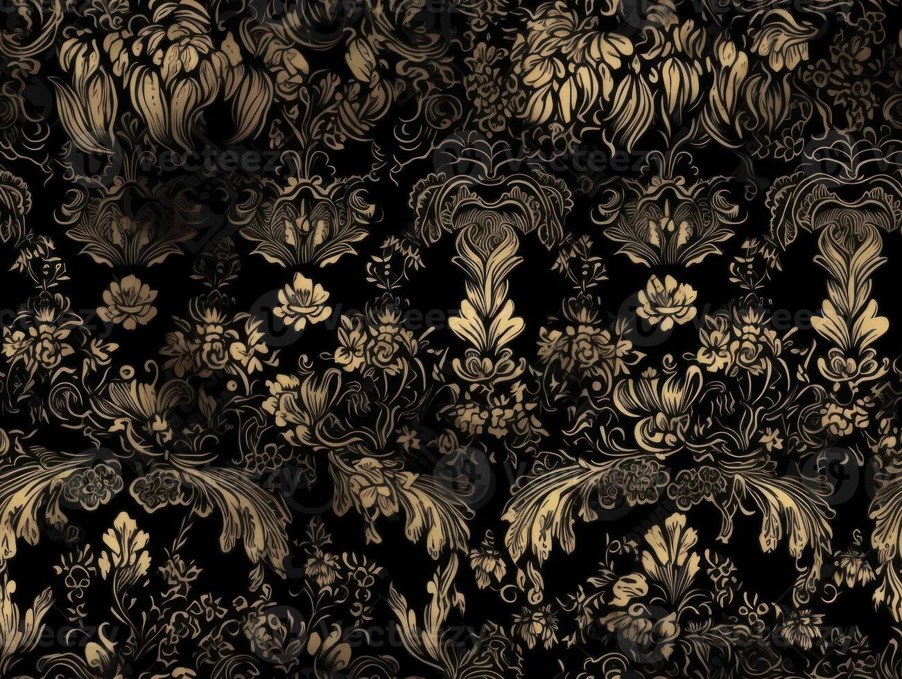 Seamless pattern Royal vintage Victorian Gothic background Rococo venzel and whorl created with technology. photo