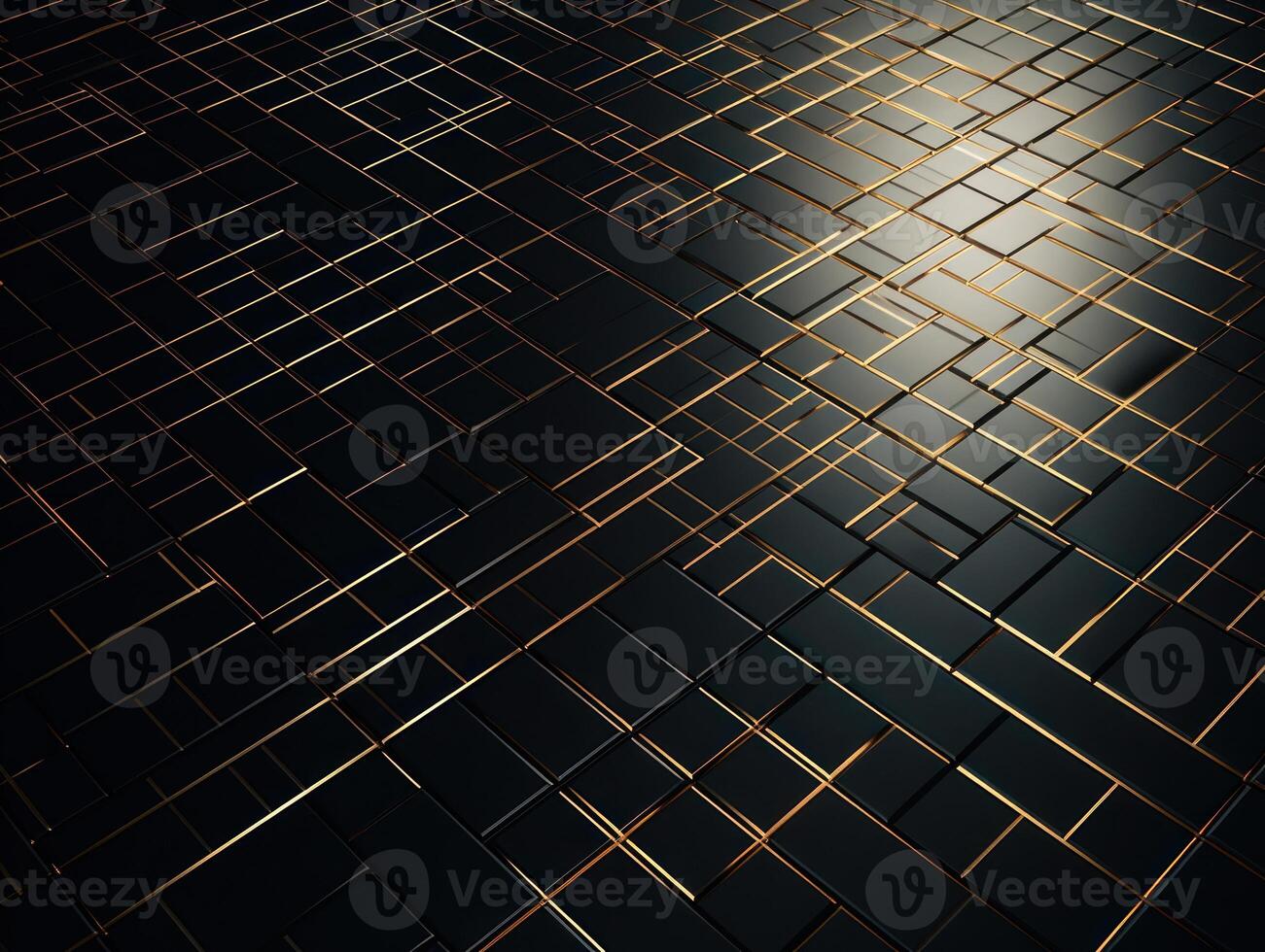 Dark black mosaic background with golden lines Art Deco luxury style texture Created with technology photo