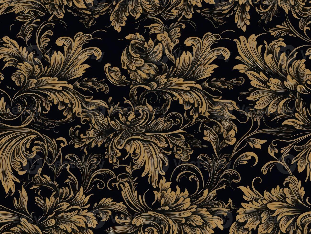 Seamless pattern Royal vintage Victorian Gothic background Rococo venzel and whorl created with technology. photo