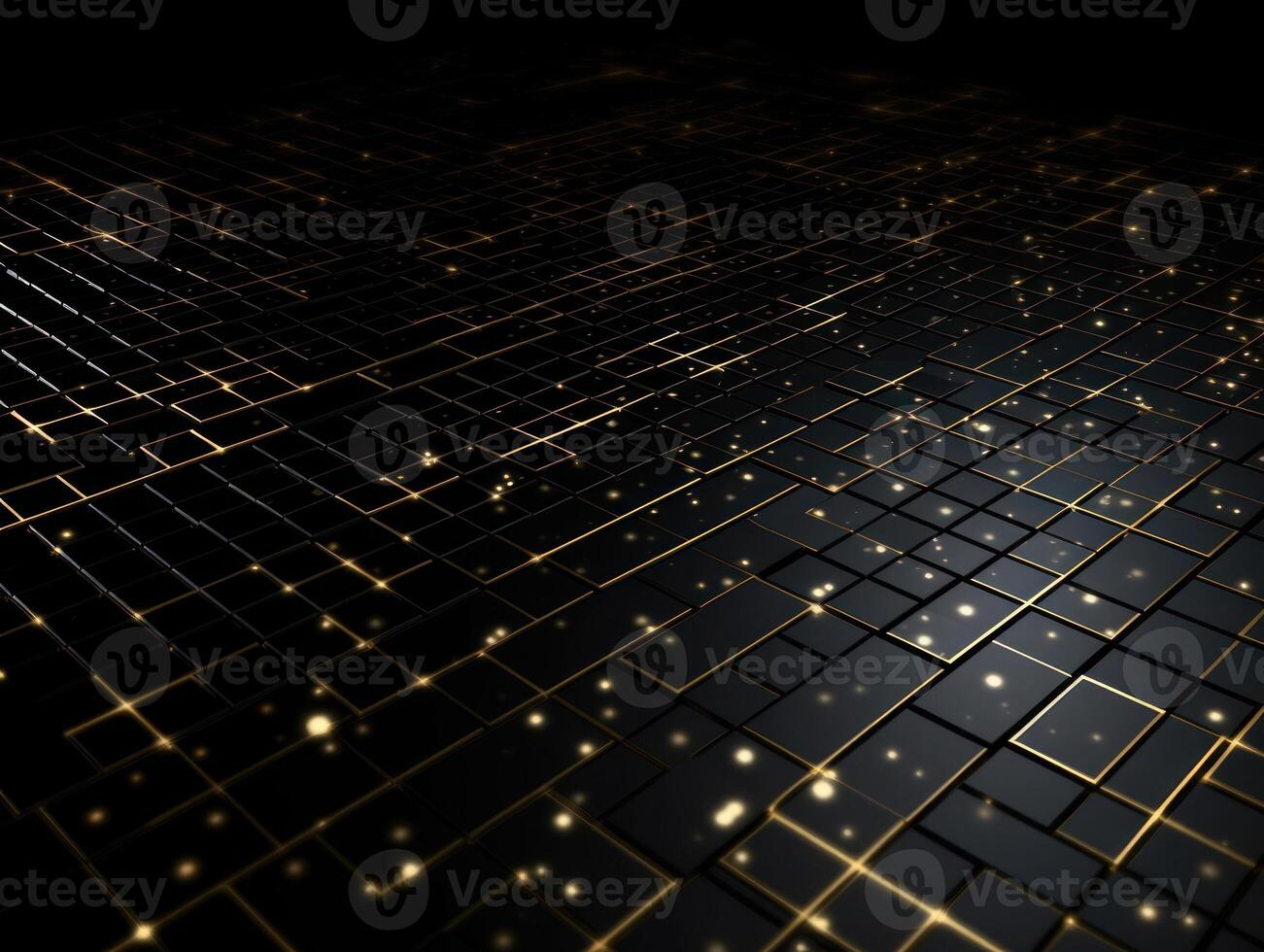 Dark black mosaic background with golden lines Art Deco luxury style texture Created with technology photo