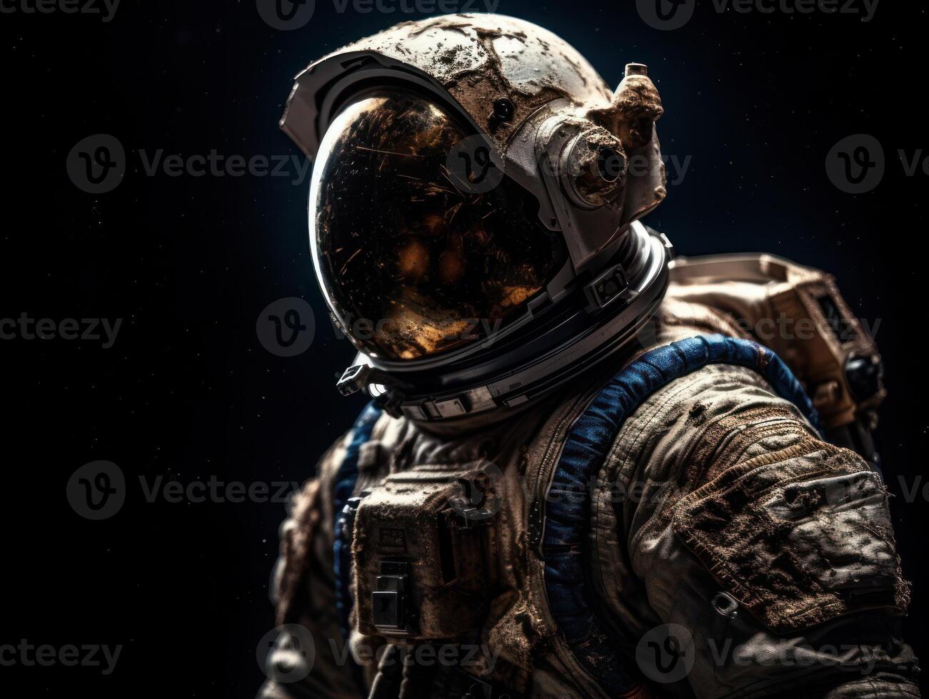 Astronaut in spacesuit against the background of the night sky Created with technology photo