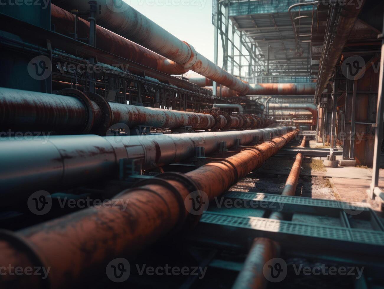 Industrial background Steel pipelines and valves Created with technology photo
