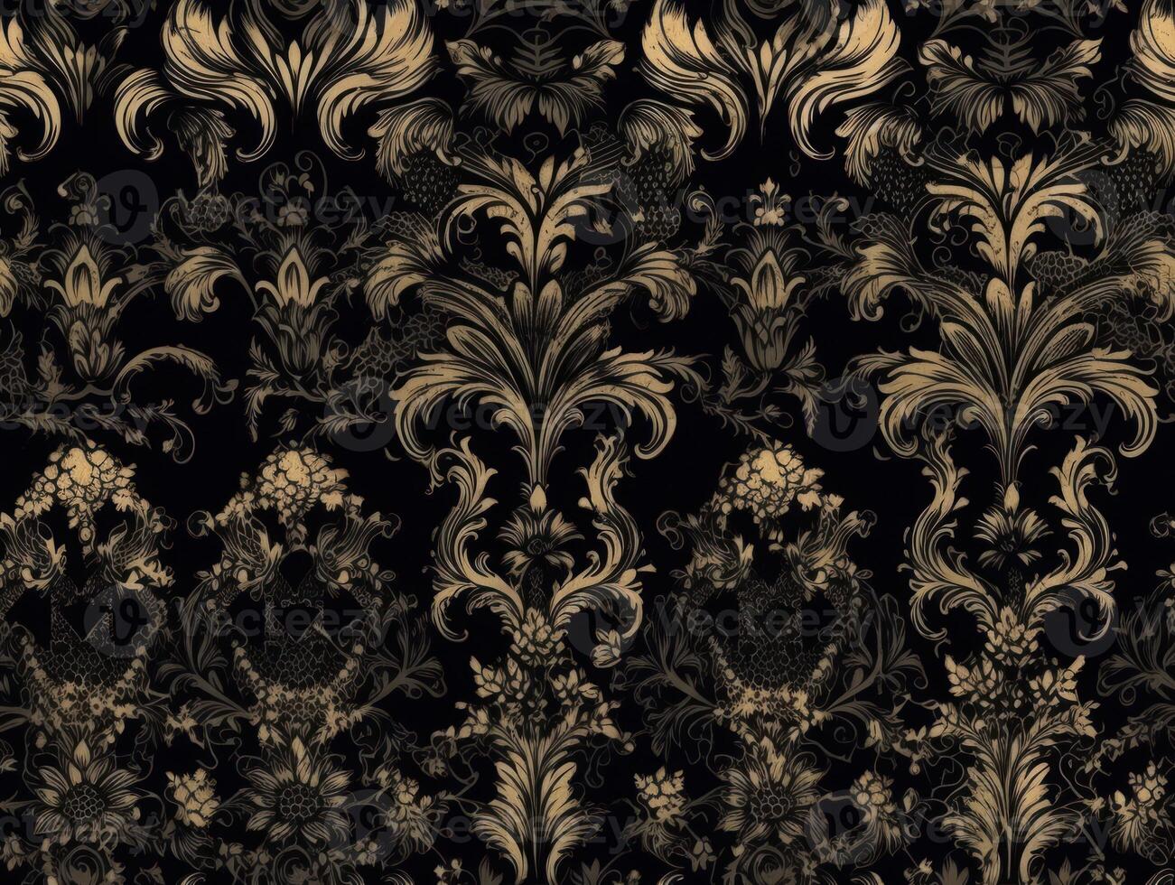Seamless pattern Royal vintage Victorian Gothic background Rococo venzel and whorl created with technology. photo