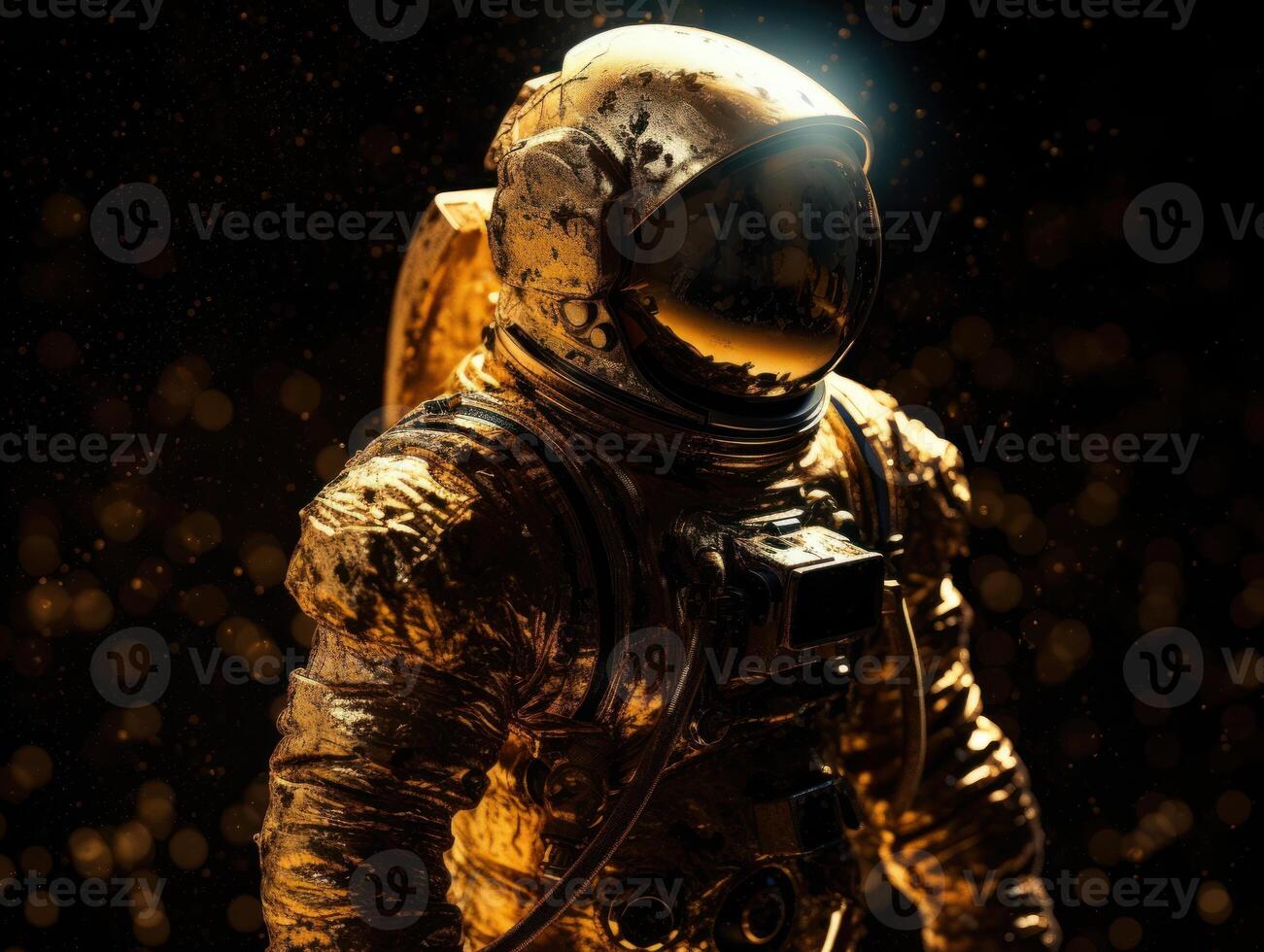 Astronaut in spacesuit against the background of the night sky Created with technology photo