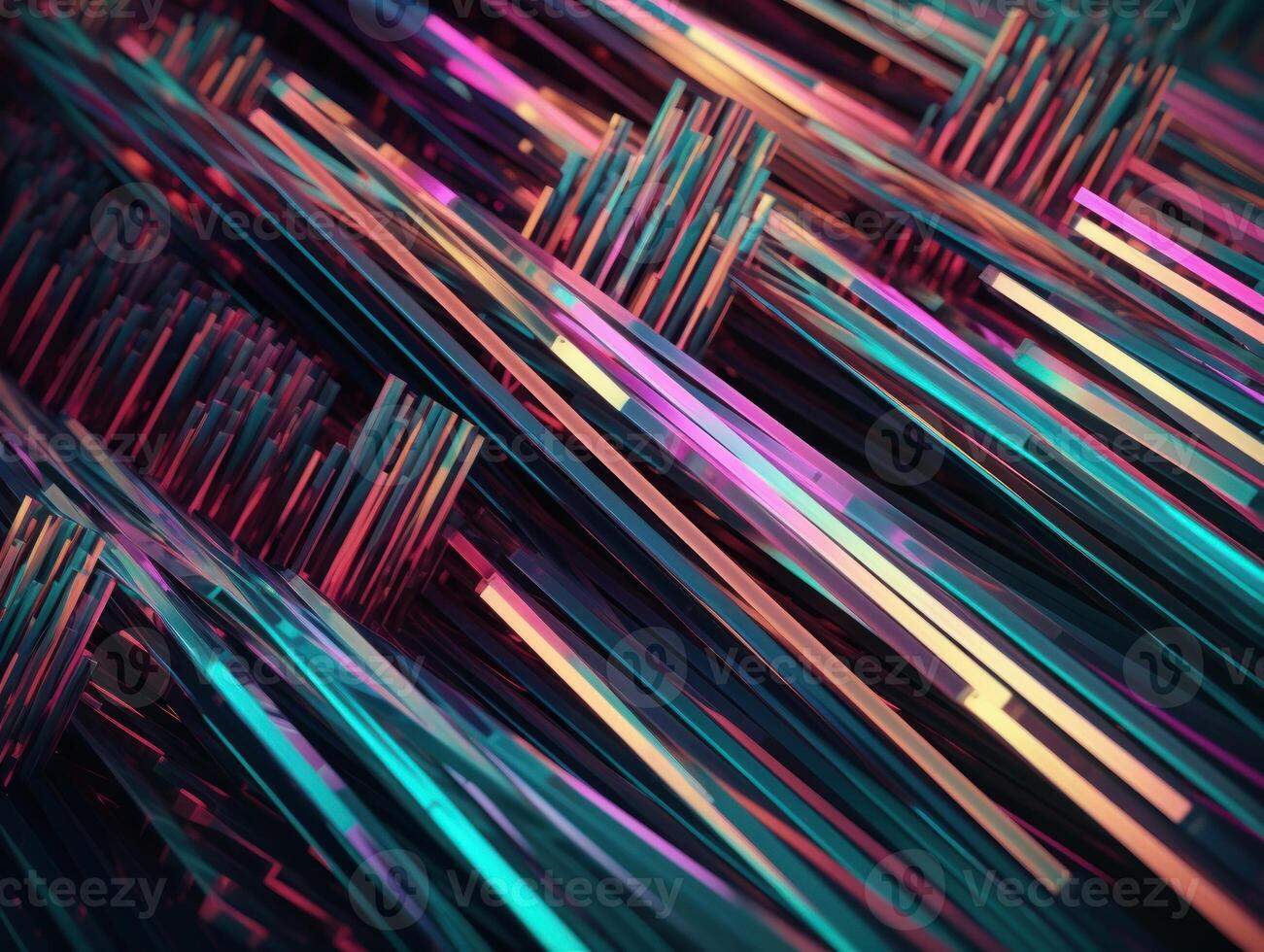 Neon lights diagonal lines on dark background Created with technology photo
