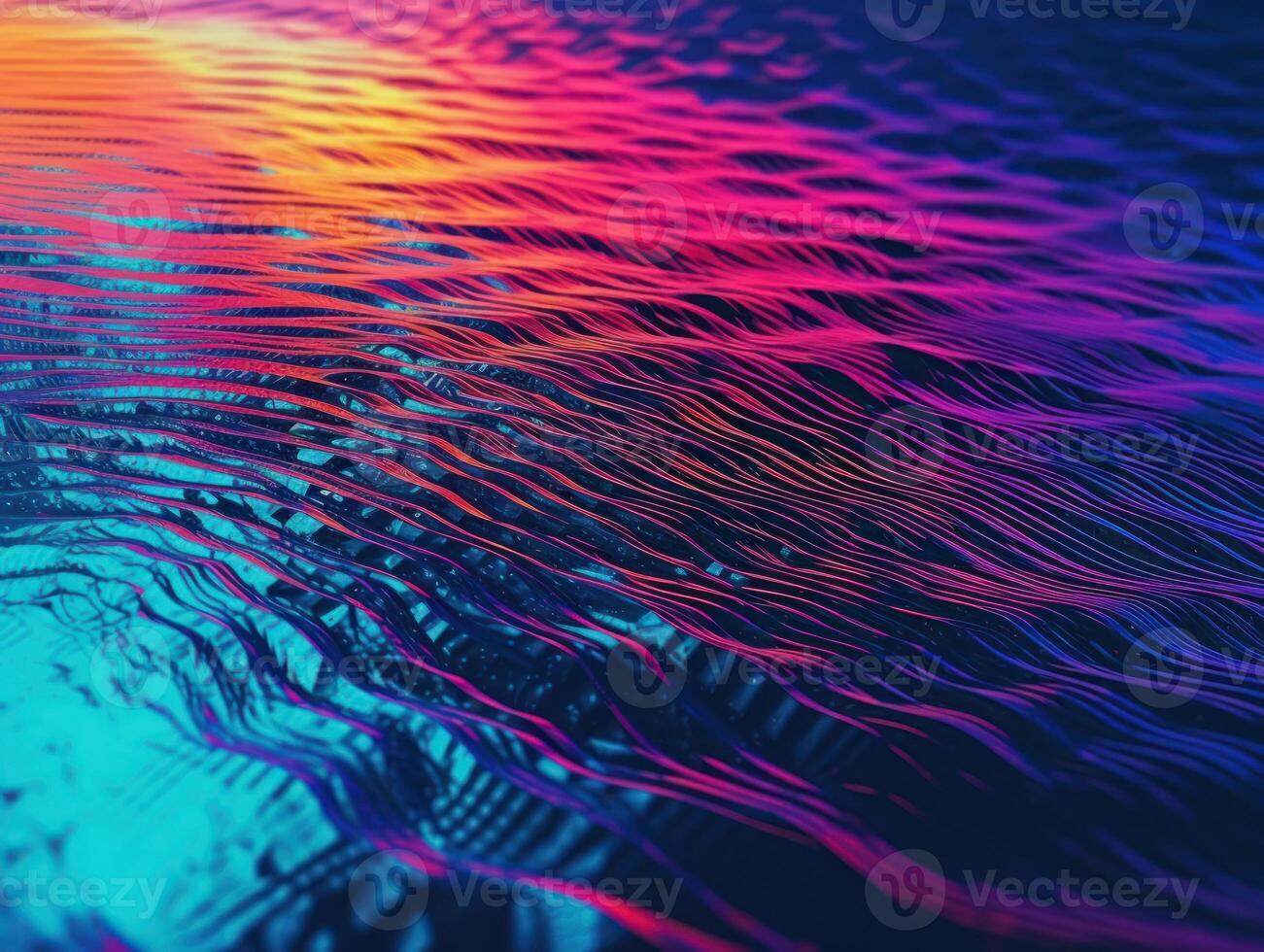 Neon lights Chromatic Holographic liquid dynamic shapes on dark background Created with technology. photo