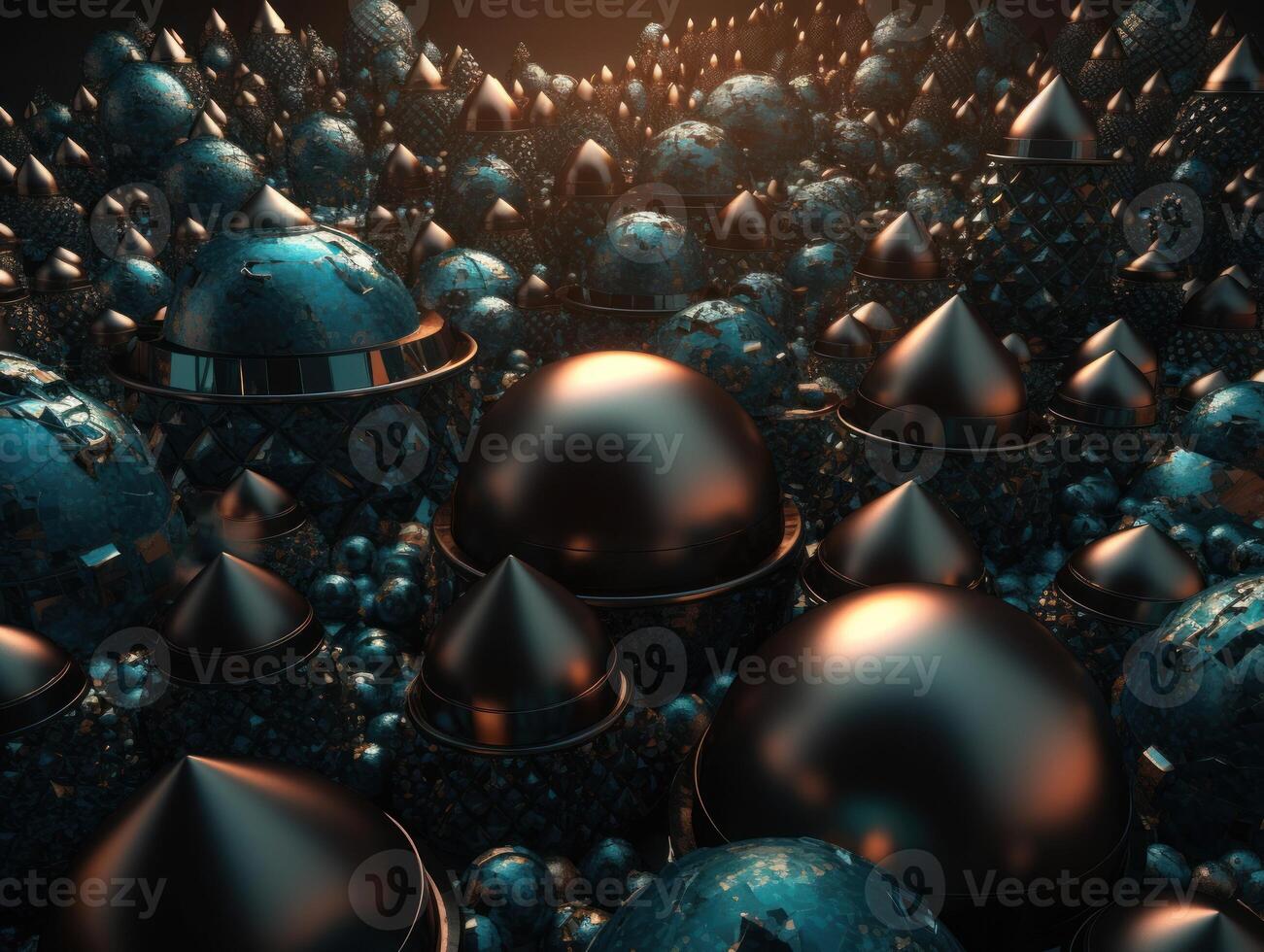 Futuristic abstract colorful metallic pyramid geometric background created with technology photo