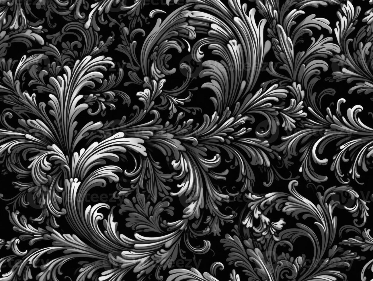 Seamless pattern Royal vintage Victorian Gothic background Rococo venzel and whorl created with technology. photo