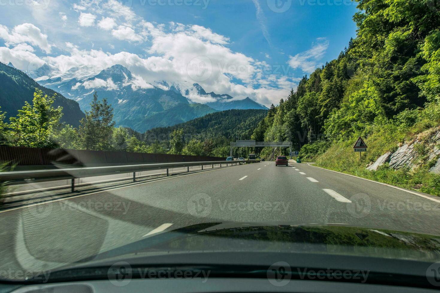 Car Driver View Of Highway And Mountains In Chamonix France photo