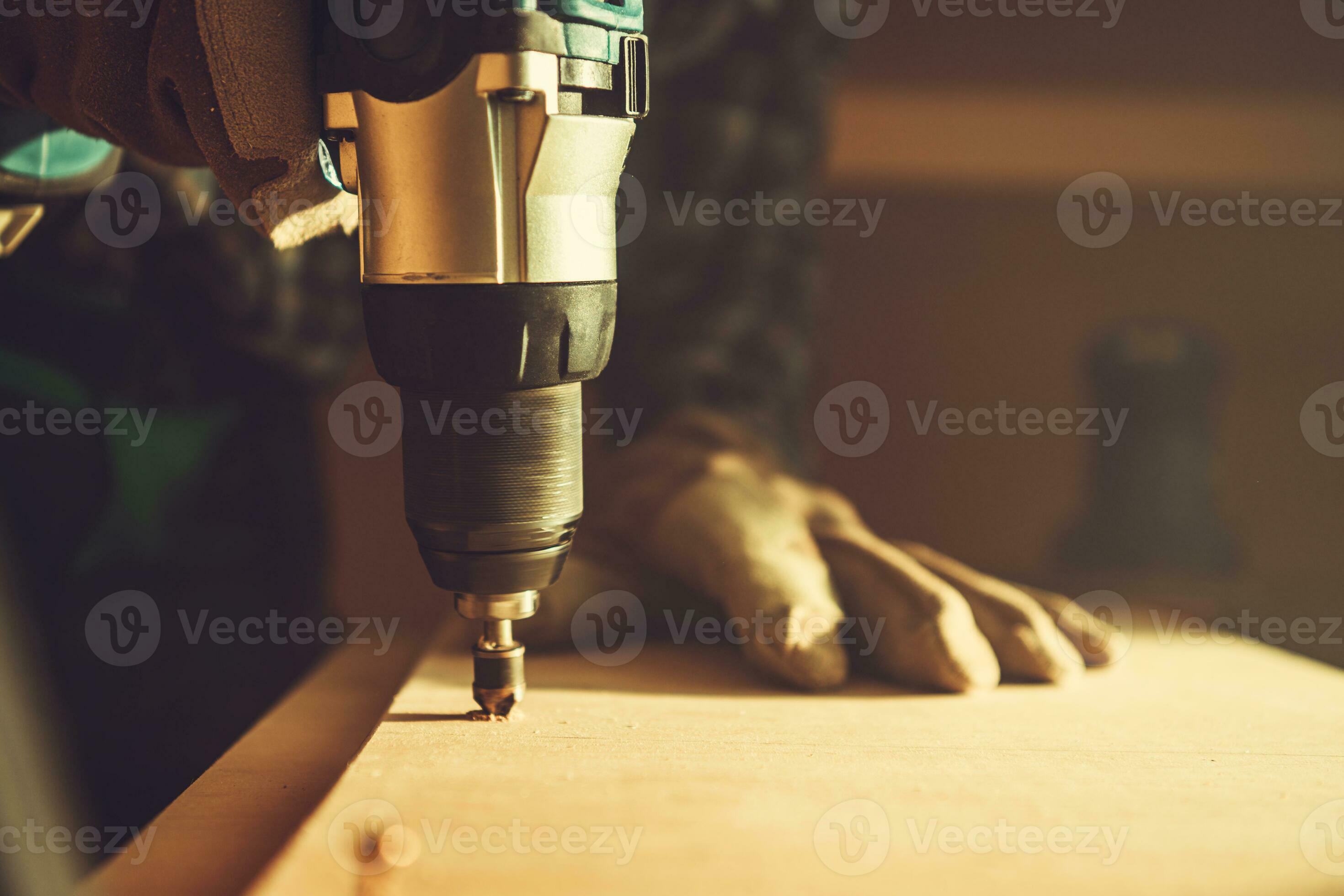 Spinning Drill Driver with Wood Boring Bit Attached 24532321 Stock Photo at Vecteezy
