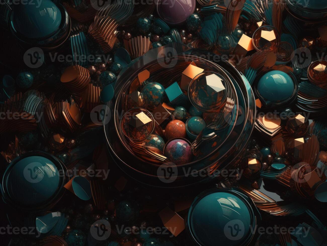 Composition with abstract geometric shapes and primitives Modern background created with technology photo
