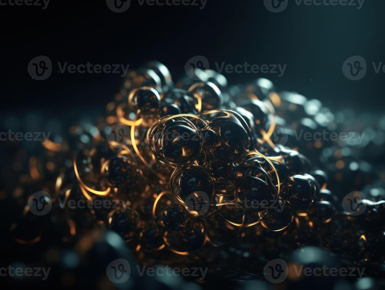 Abstract molecule model on dark background Created with technology. photo