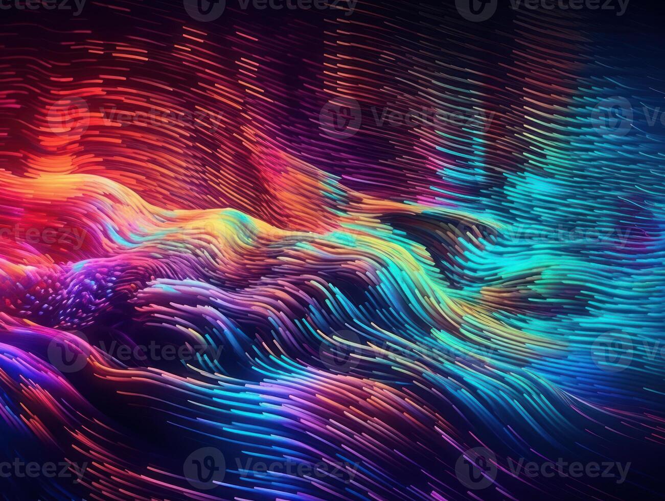 Neon lights Chromatic Holographic liquid dynamic shapes on dark background Created with technology. photo