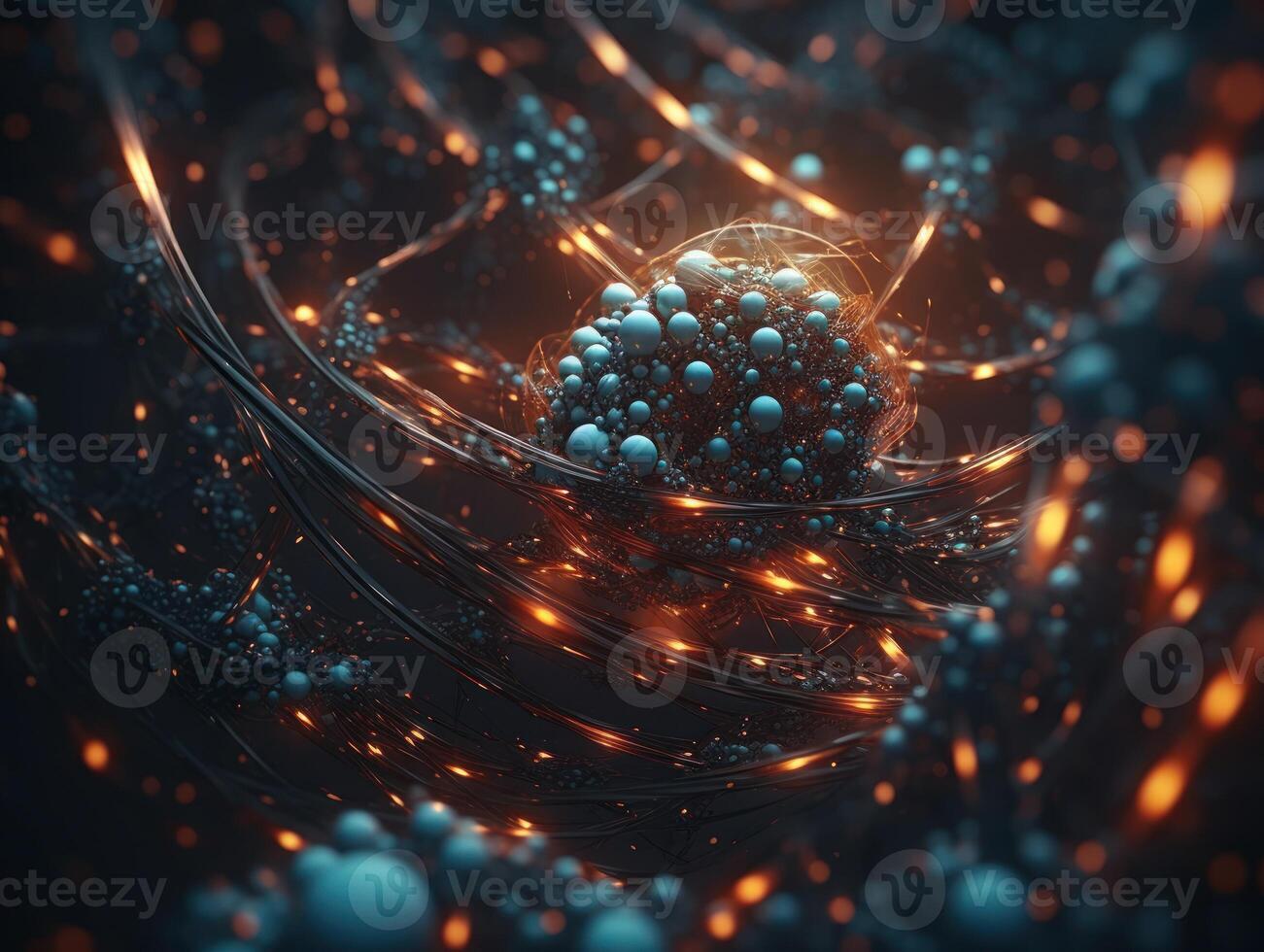 Abstract molecule model on dark background Created with technology. photo