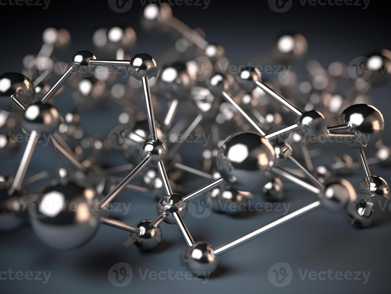 Abstract molecule model on dark background Created with technology. photo