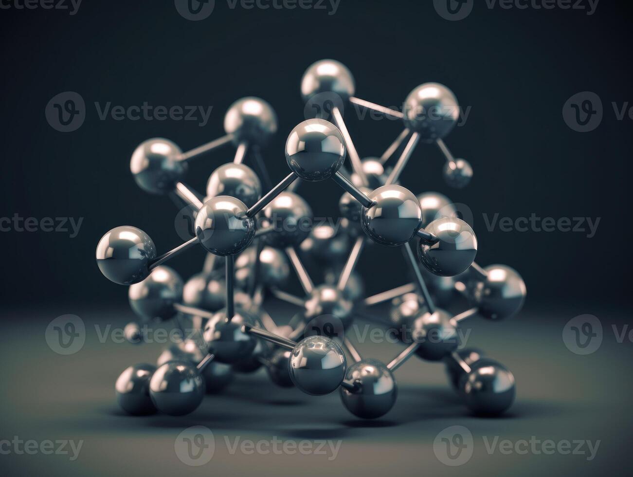 Abstract molecule model on dark background Created with technology. photo