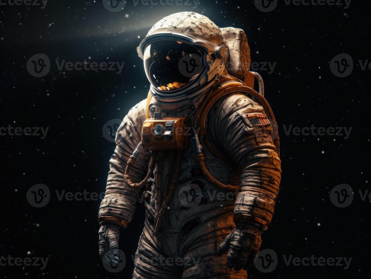 Astronaut in spacesuit against the background of the night sky Created with technology photo