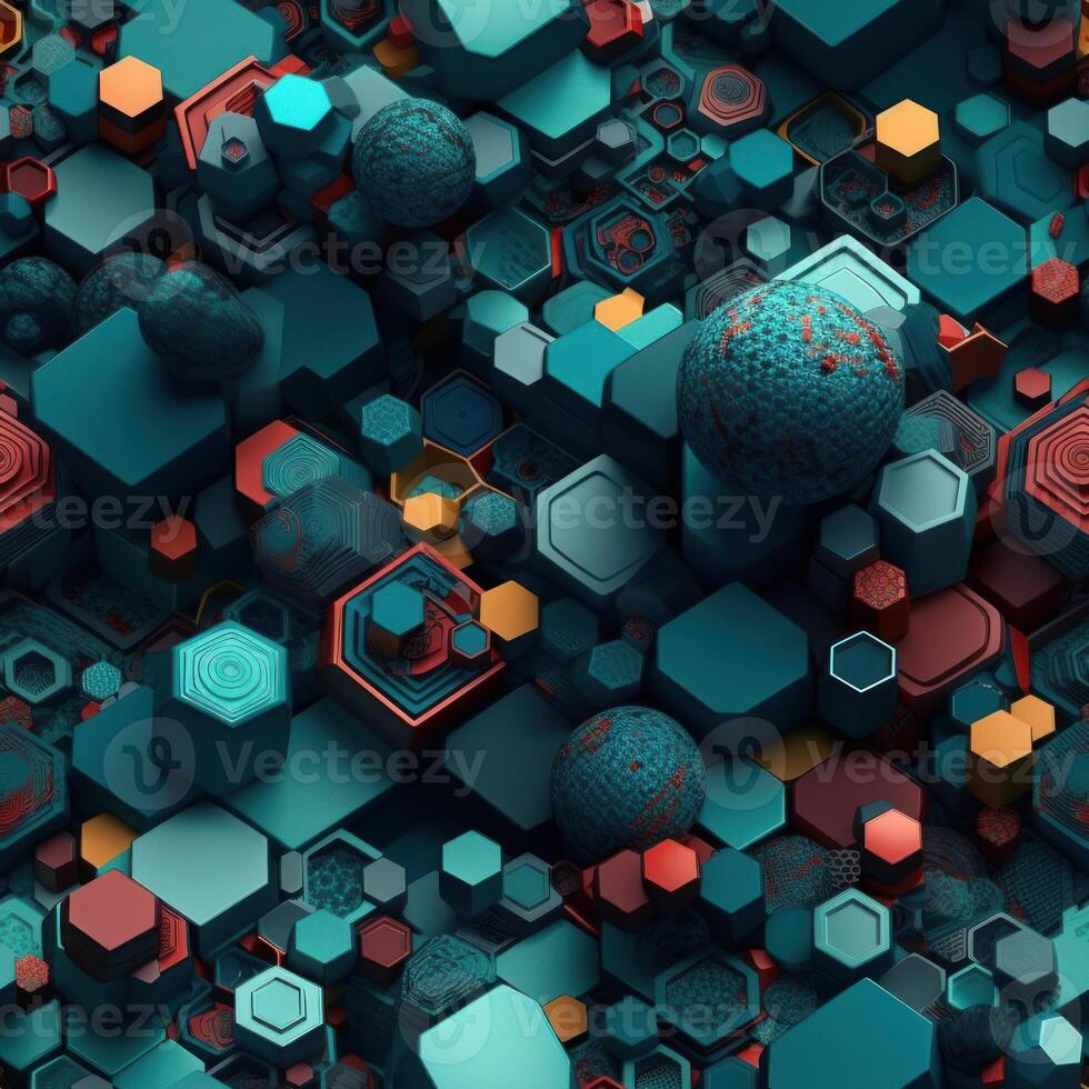 Colorful seamless geometric pattern created with technology photo