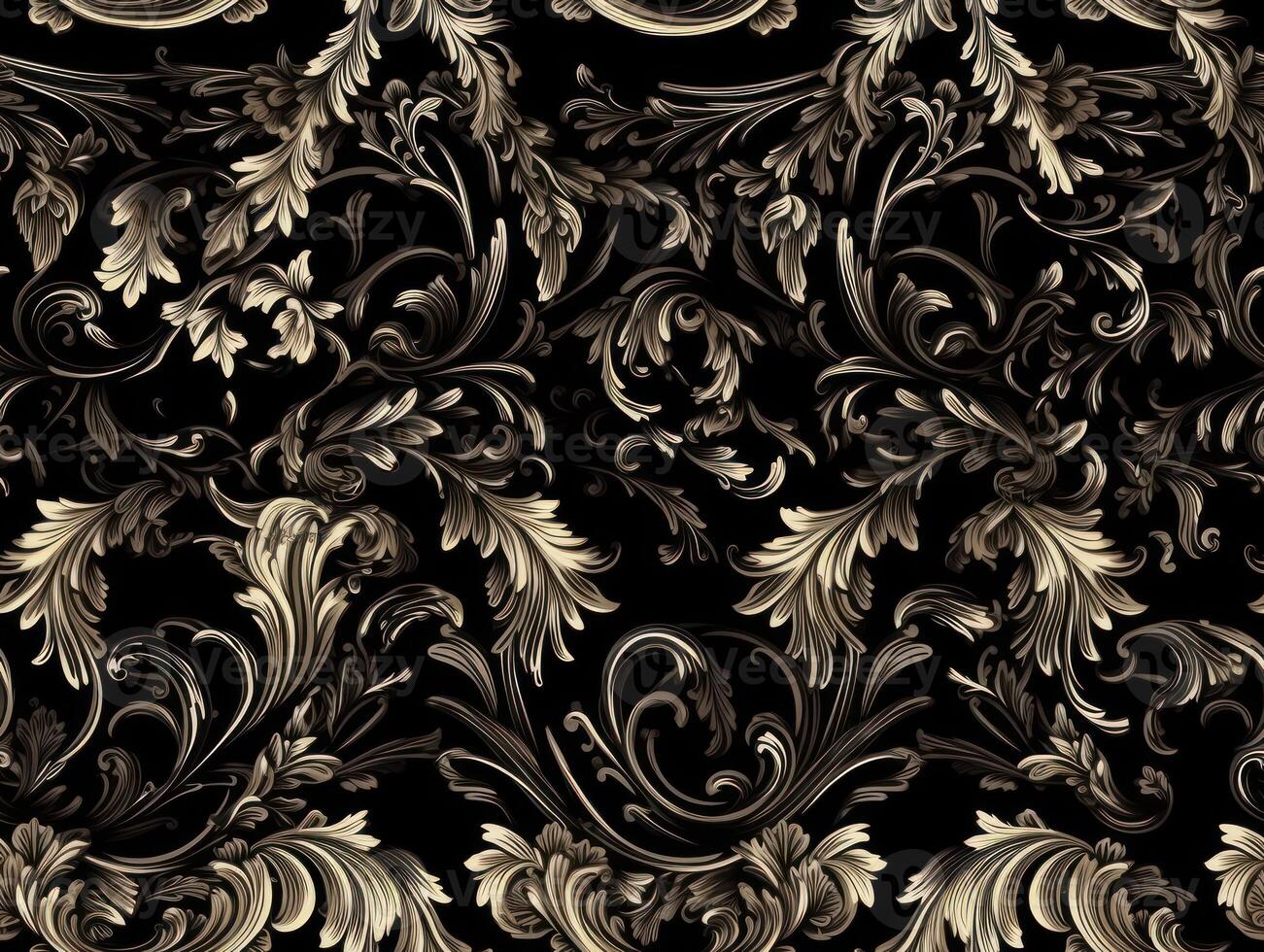Seamless pattern Royal vintage Victorian Gothic background Rococo venzel and whorl created with technology. photo