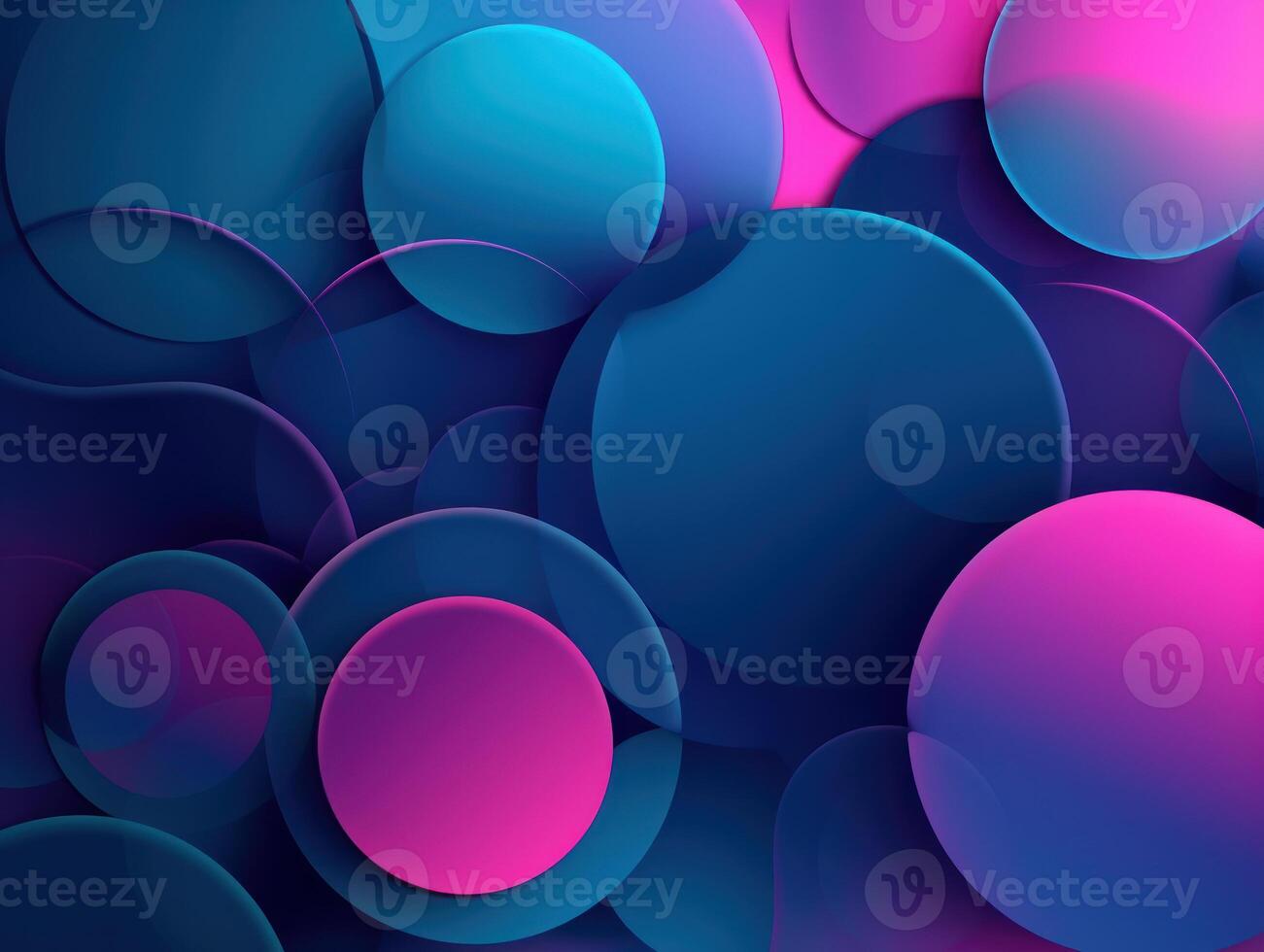 Composition with abstract geometric shapes circles with shadows and highlights Modern blue background created with technology photo