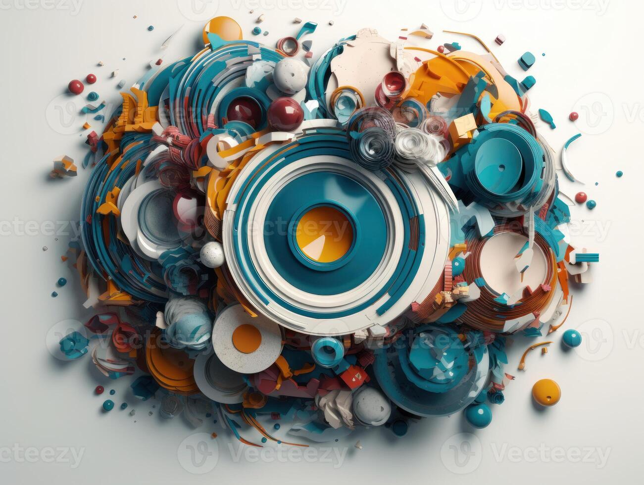 Composition with abstract geometric shapes and primitives Modern Art created with technology photo