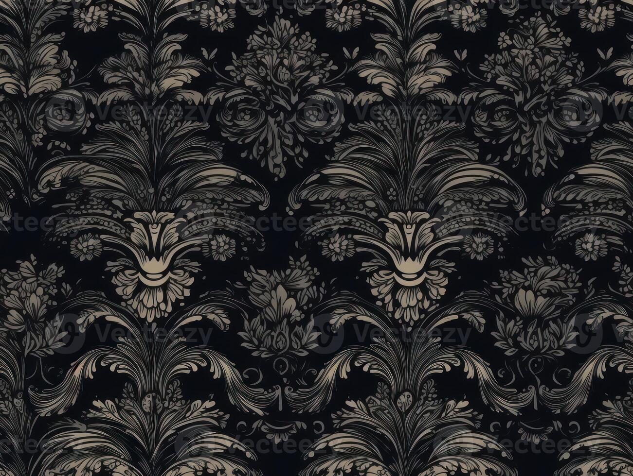 Seamless pattern Royal vintage Victorian Gothic background Rococo venzel and whorl created with technology. photo