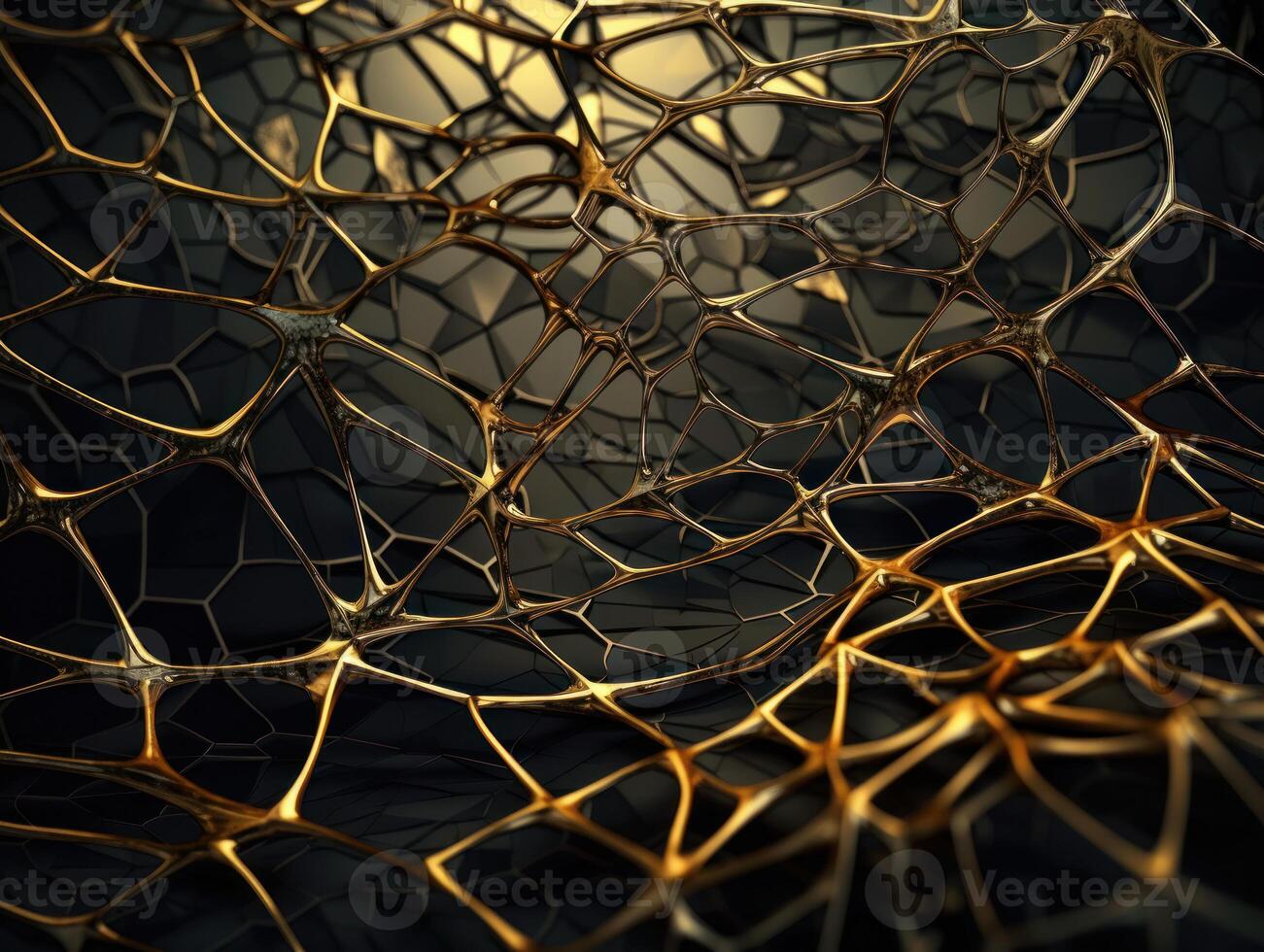 Dark black and gold abstract background An abstract image featuring organic shapes and lines that intersect and overlap created with technology. photo